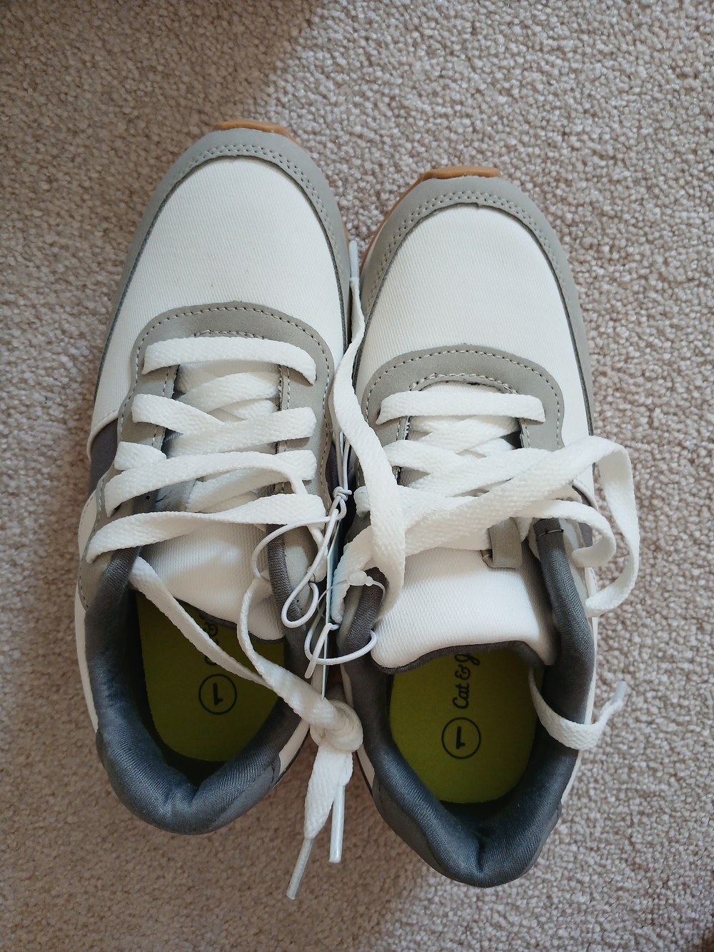 Cat & Jack White and Gray Lace-Up Kids Sneakers with Gum-Tone Outsole